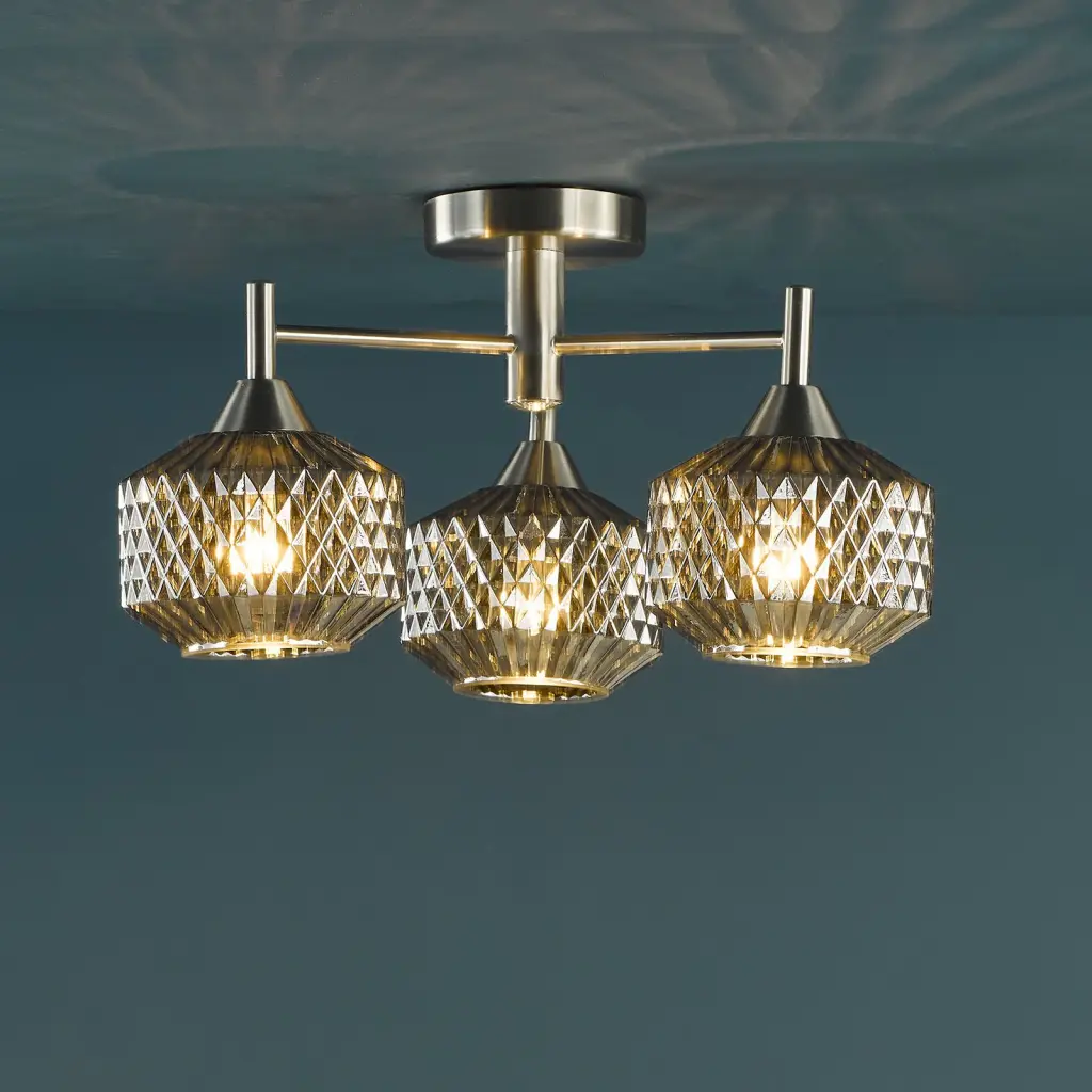 Fabrienne 3 Light Semi Flush Fitting