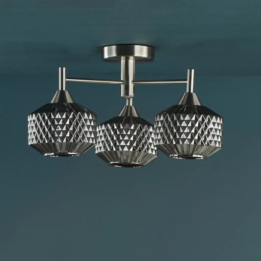 Fabrienne 3 Light Semi Flush Fitting