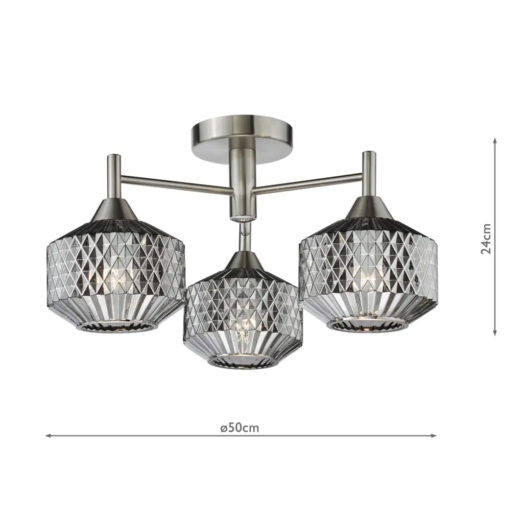 Fabrienne 3 Light Semi Flush Fitting