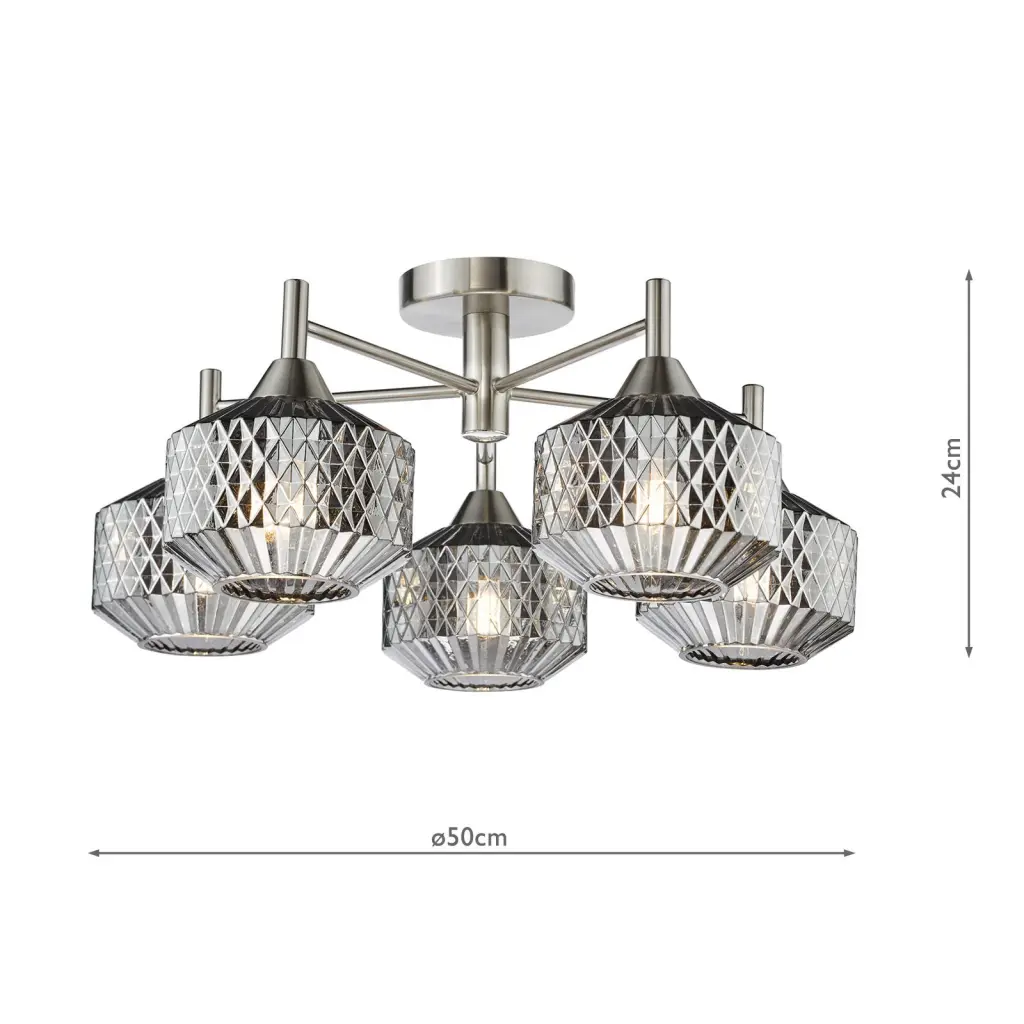 Fabrienne 5 Light Semi Flush Fitting