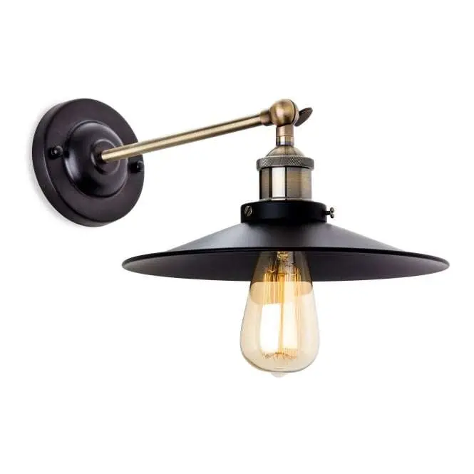 Ashby Wall Light finished in Black & Antique Brass