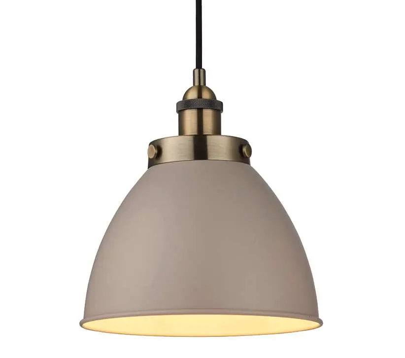 Franklin Large Taupe and Antique Brass Pendant Diameter 335mm