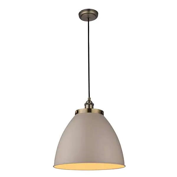 Franklin Large Taupe and Antique Brass Pendant Diameter 335mm