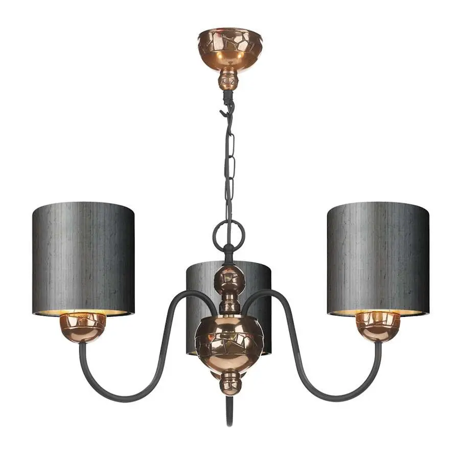 Garbo 3 Light Pendant Bronze complete with Bespoke Shades