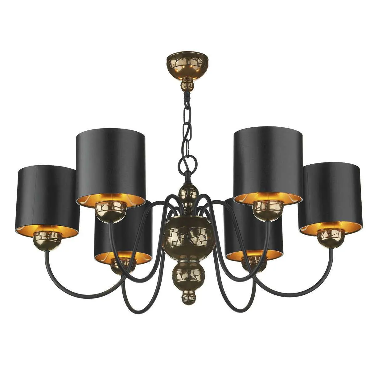 Garbo 6 Light Pendant Bronze complete with Black Bronze Shades