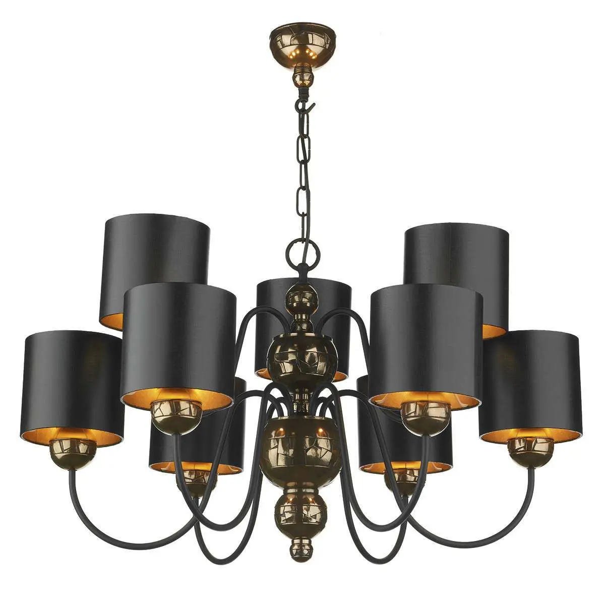 Garbo 9 Light Pendant Bronze complete with Black Bronze Shades