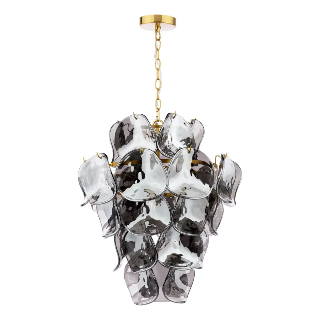 Genoa 8 Light Brass & Smoked Glass Pendant