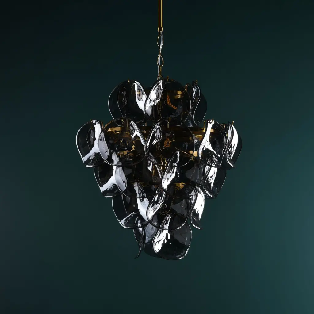 Genoa 8 Light Brass & Smoked Glass Pendant