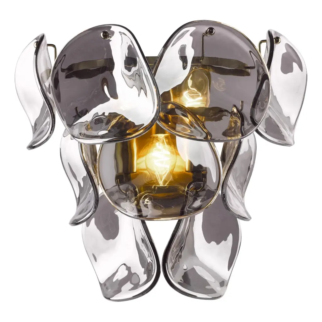Genoa Natural Brass & Smoked Glass Wall Light