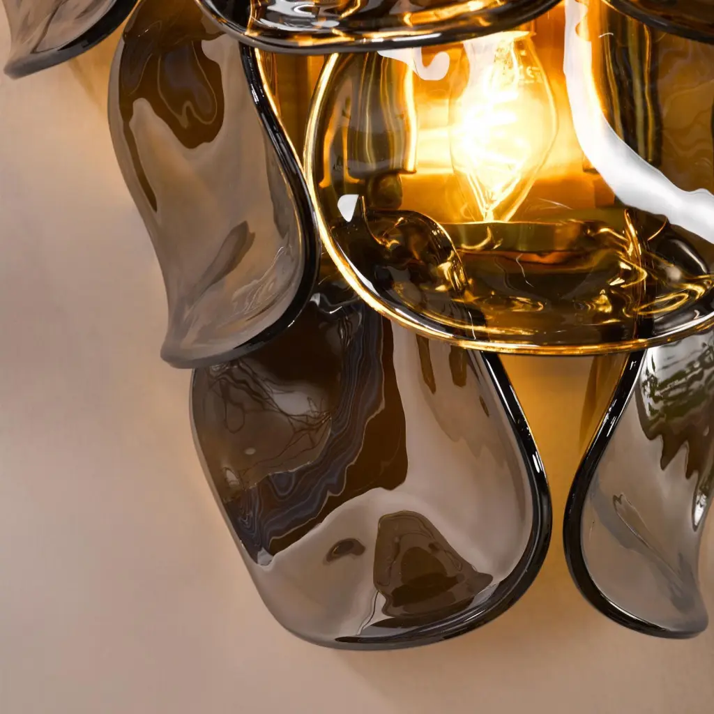 Genoa Natural Brass & Smoked Glass Wall Light