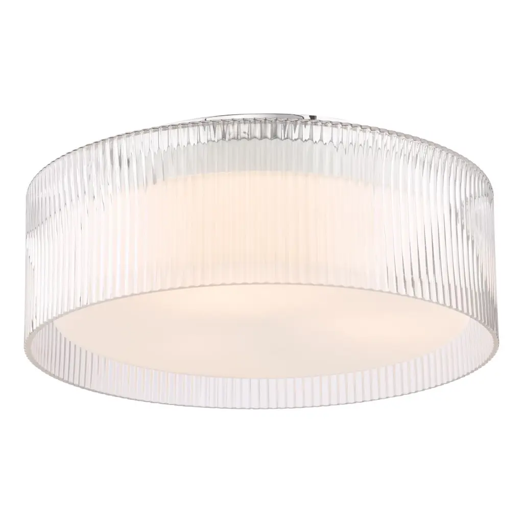Geryon Polished Chrome Bathroom Flush Light IP44
