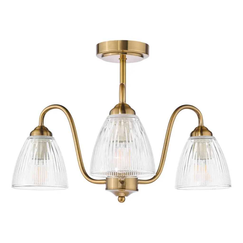 Glynis Antique Bronze 3 Light Semi Flush Fitting