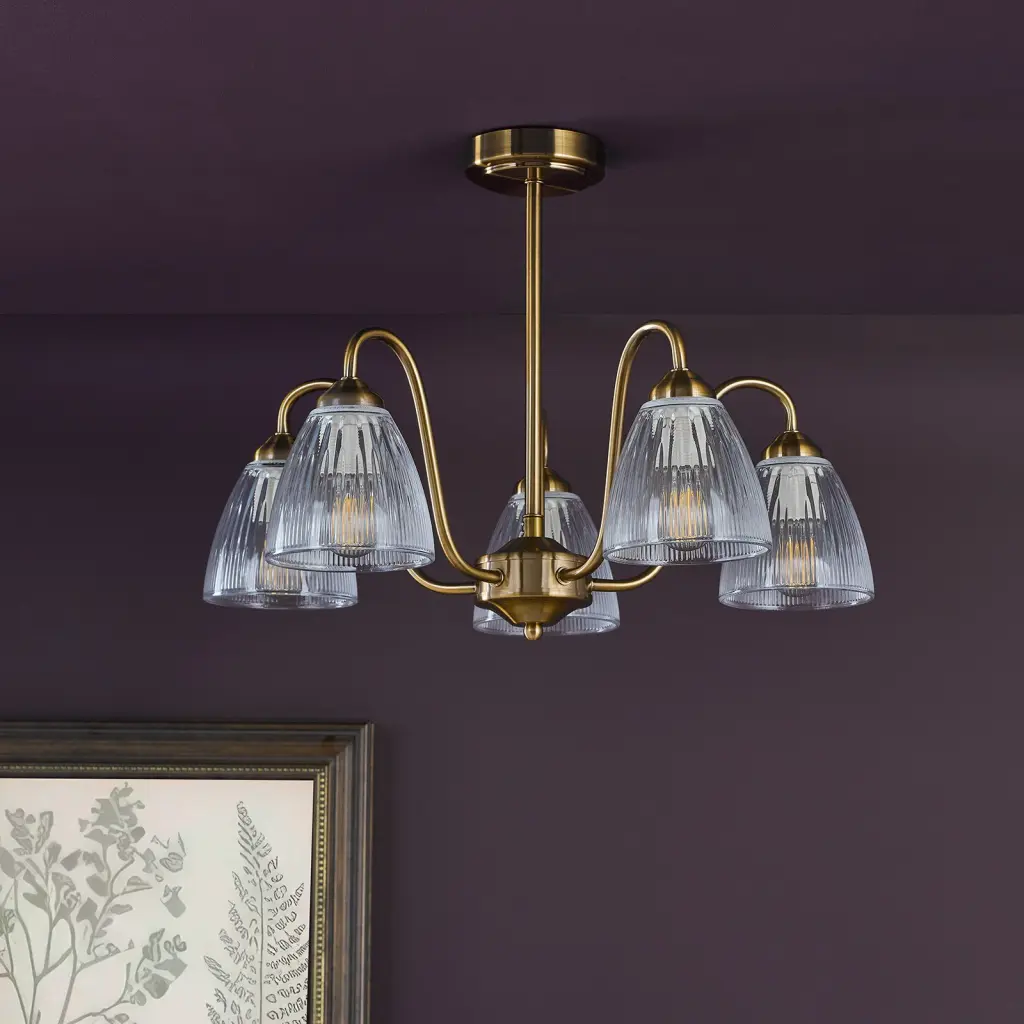 Glynis Antique Bronze 5 Light Semi Flush Fitting