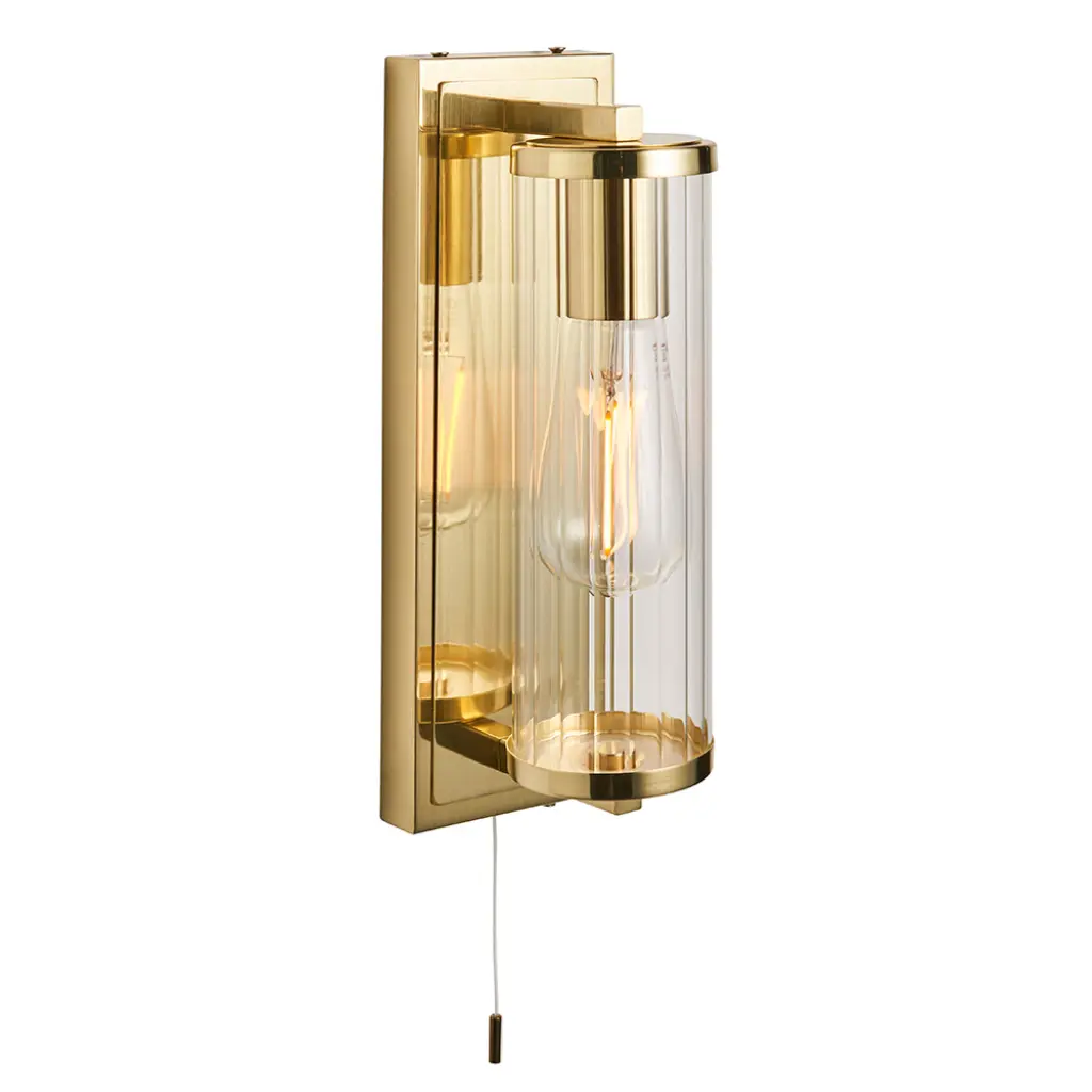 Taylor Gold Wall Light with Ribbed Glass