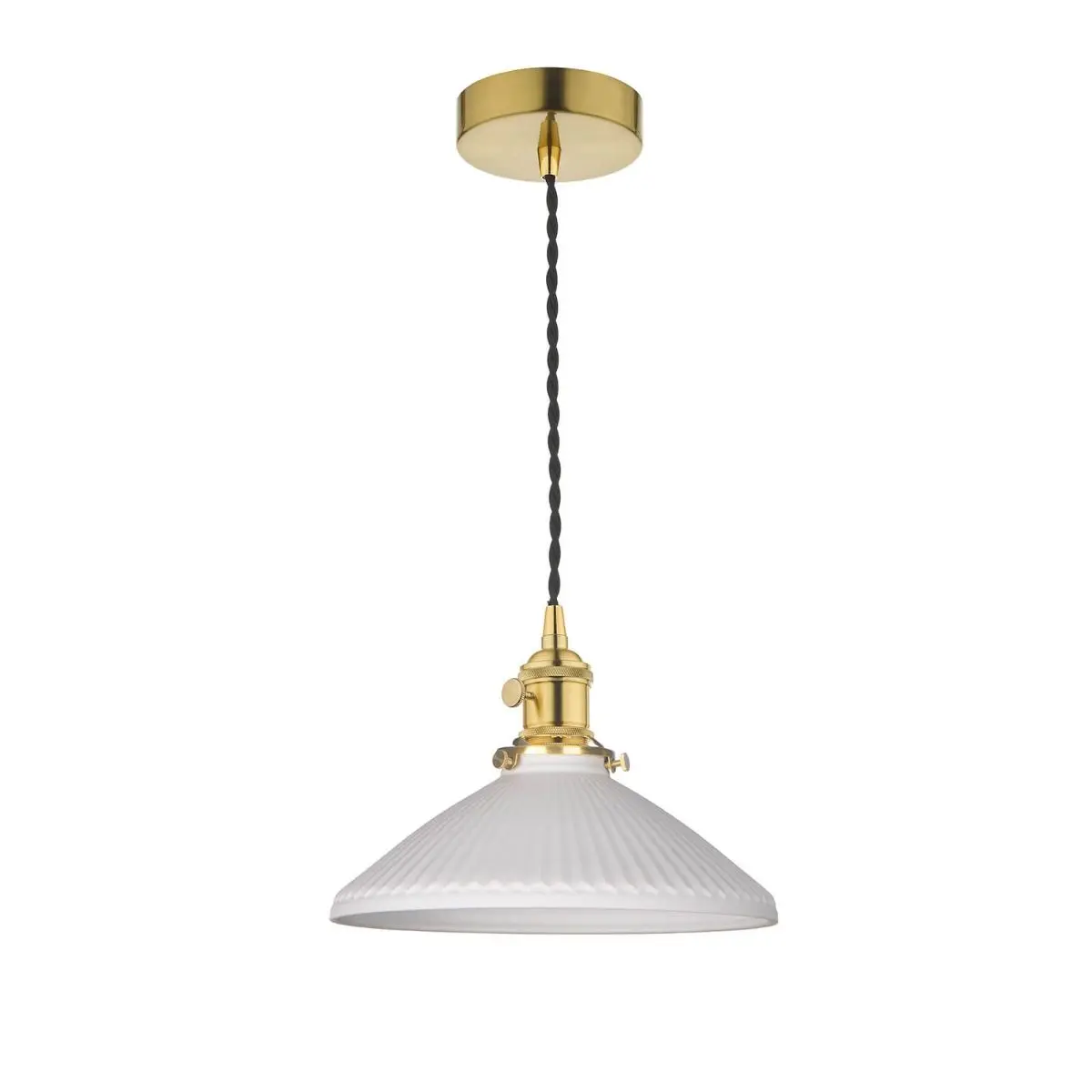 Hadano Natural Brass Pendant with Domed Ceramic Shade