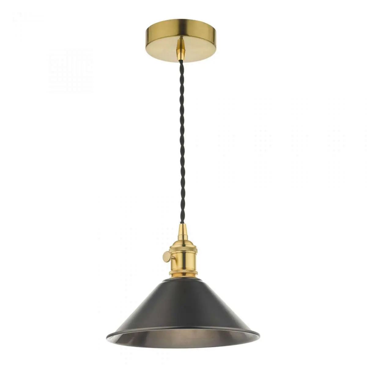 Hadano Pendant in Natural Brass With Antique Pewter Shade