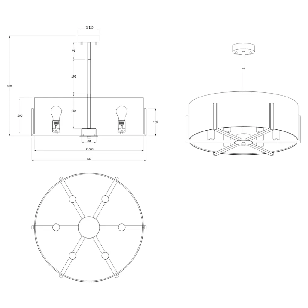 Hadden 6 Light Satin Chrome Pendant