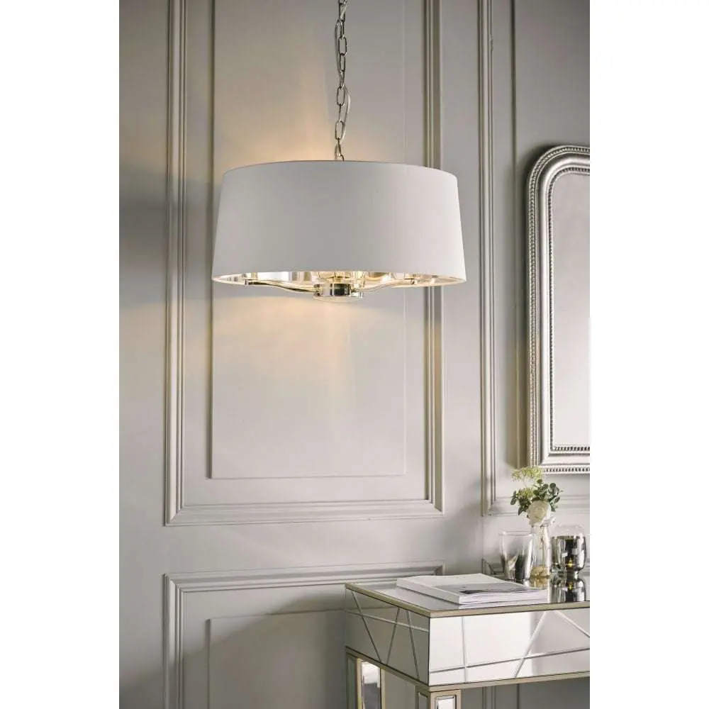 Harvey 3 Light with Drum Shade in Nickel Finish