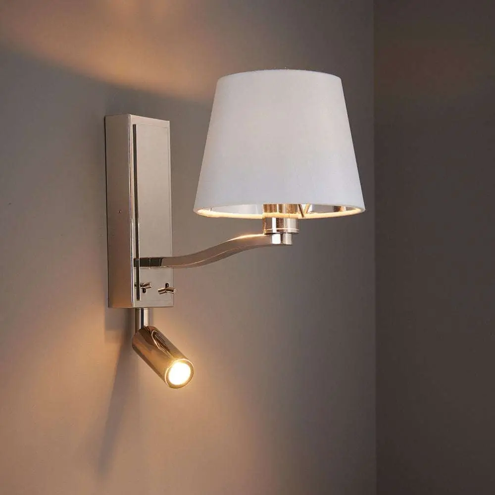 Harvey Wall &amp; Spot Light in Nickel C/W Shade