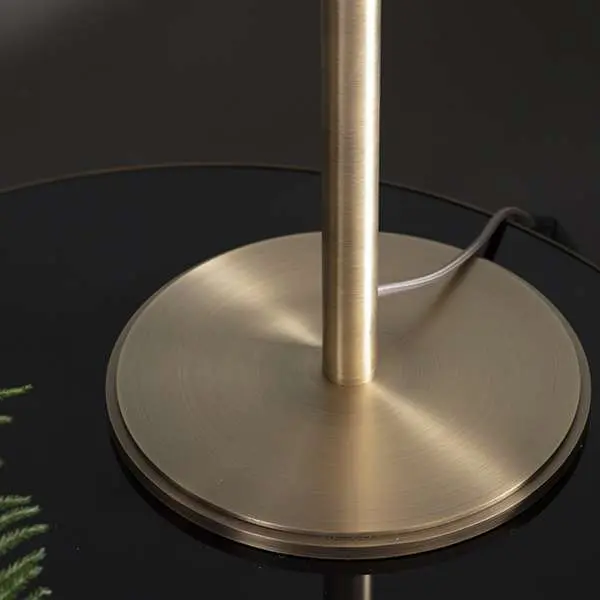 Hayfield Table Lamp in Matt Antique Brass C/W Green Velvet Shade