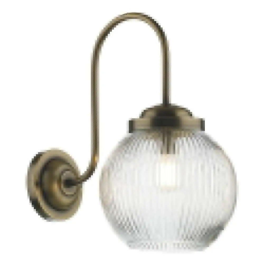 Henley Wall Light Bowl Shaped Reeded Glass Antique Brass