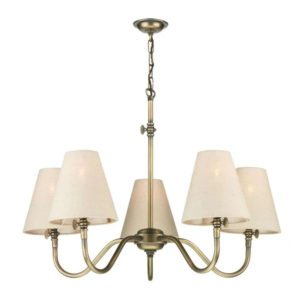 Hicks 5 Light Pendant Antique Brass