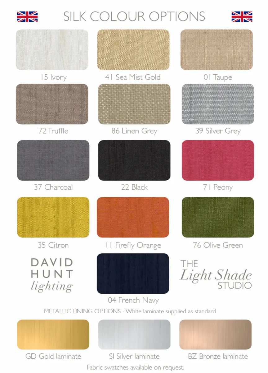 Hidcote Clip Bespoke 100% Silk Shade with Shade Colour Options
