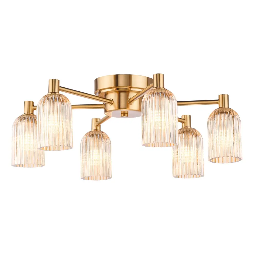 Hilaria 6 Light Flush Fitting in Antique Gold