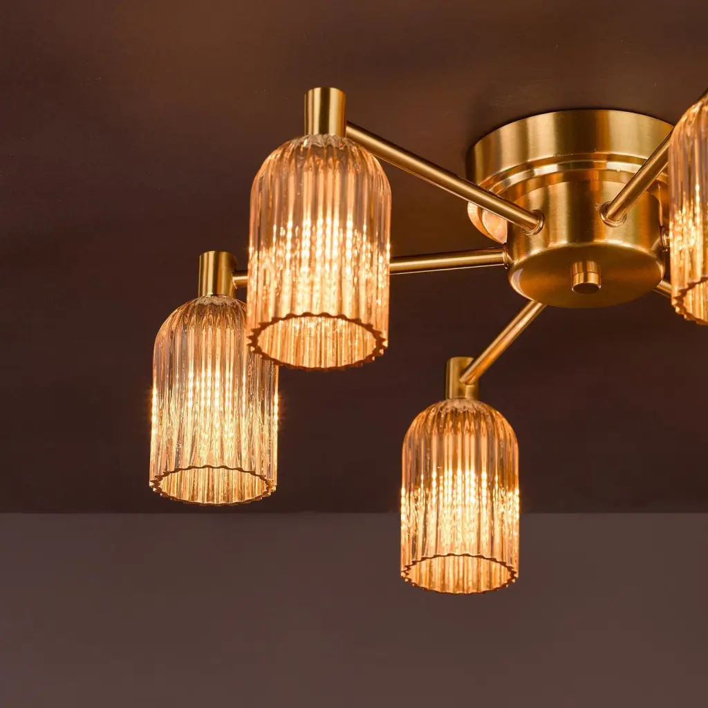 Hilaria 6 Light Flush Fitting in Antique Gold