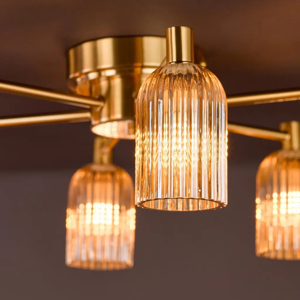Hilaria 6 Light Flush Fitting in Antique Gold