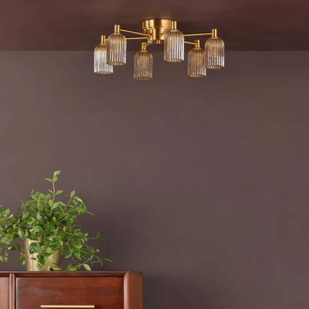 Hilaria 6 Light Flush Fitting in Antique Gold