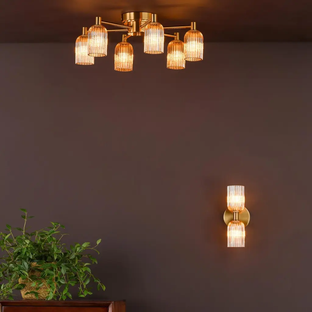 Hilaria 6 Light Flush Fitting in Antique Gold