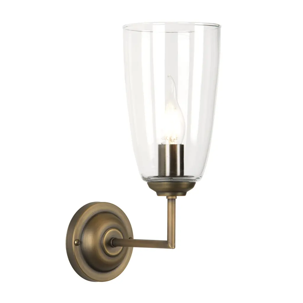 Houston Antique Brass Wall Light C/W Clear Glass