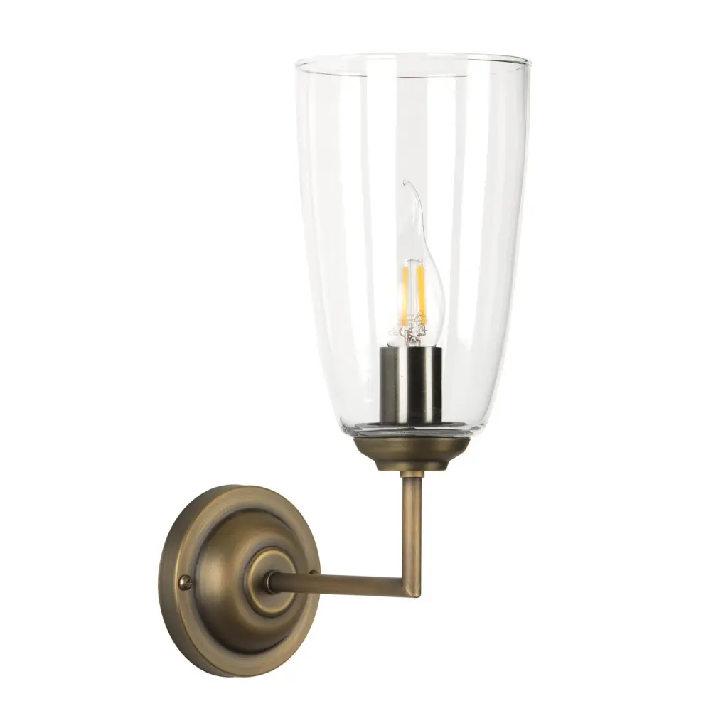 Houston Antique Brass Wall Light C/W Clear Glass