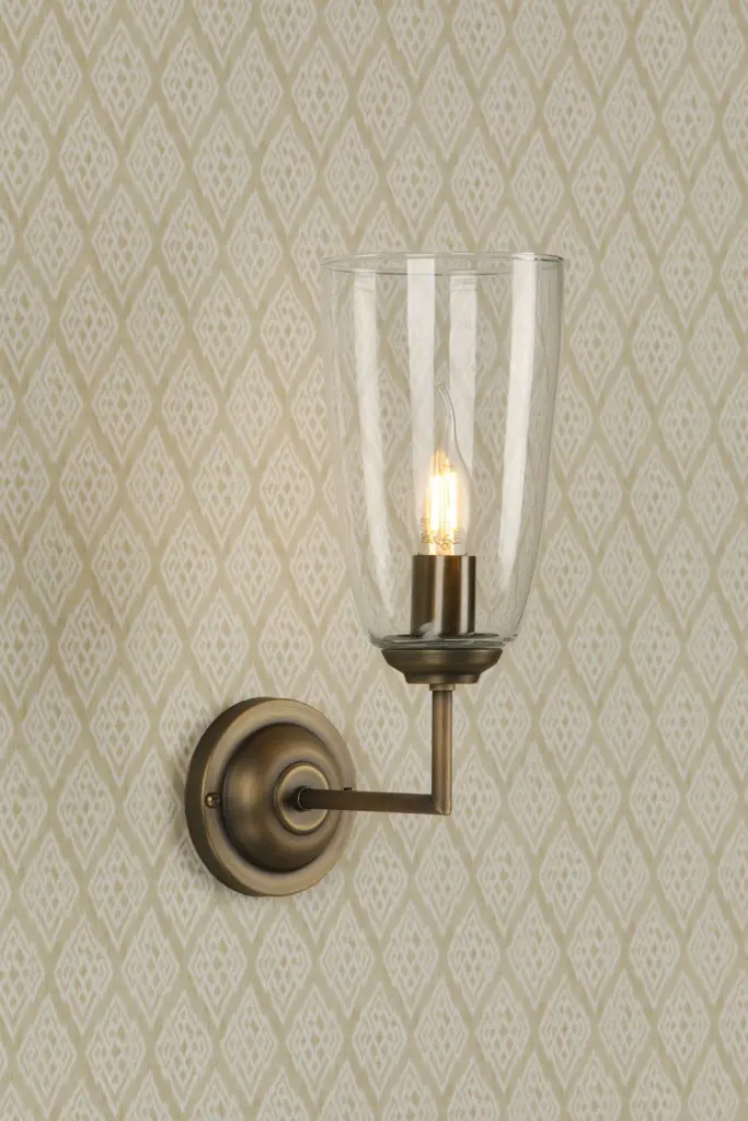 Houston Antique Brass Wall Light C/W Clear Glass