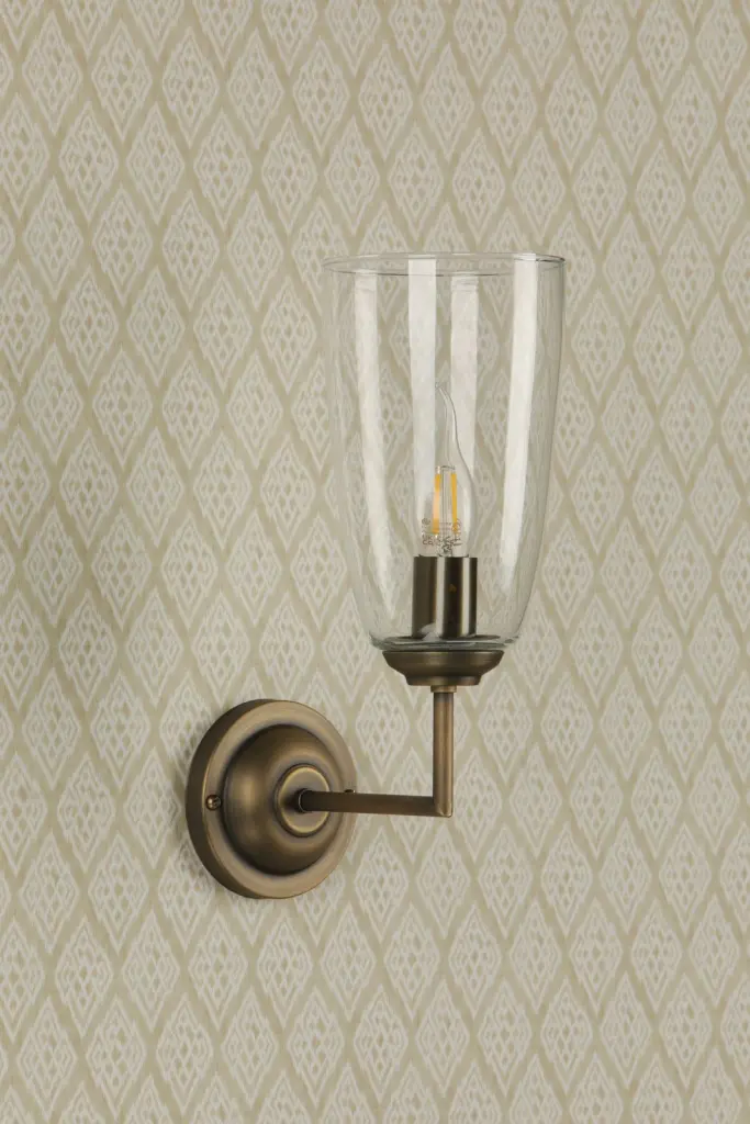 Houston Antique Brass Wall Light C/W Clear Glass