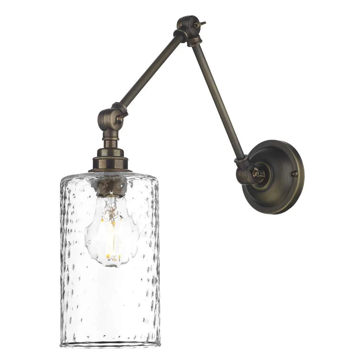 Hoxton Solid Brass Adjustable Wall Light Gilmore Dimpled Shade