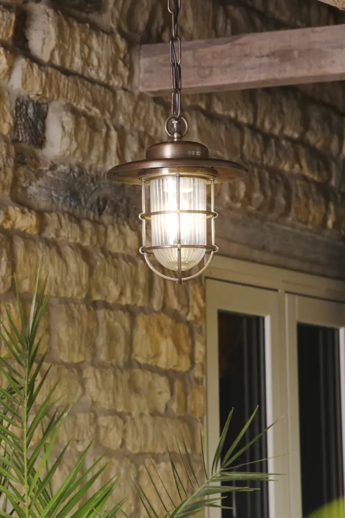 Humber Antique Brass Outdoor Pendant IP44