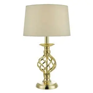 Iffley Touch Table Lamp Gold Cage Base C/W Cream Shade