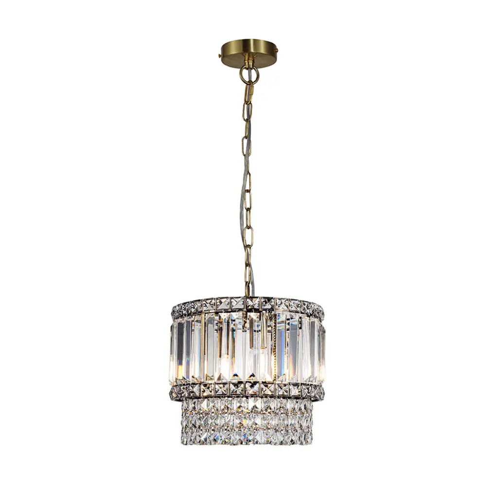 Isla 3 Light Crystal Pendant in Antique Brass