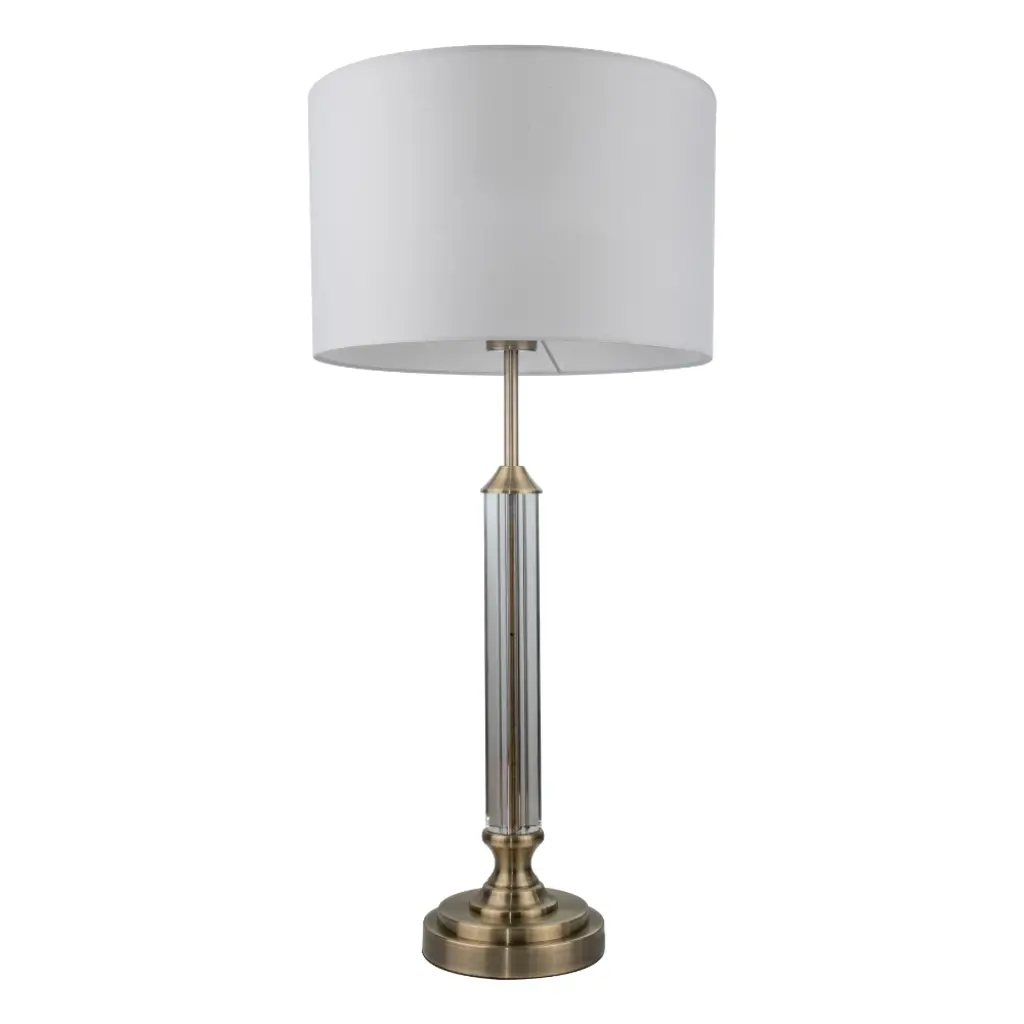 Julie Antique Brass & Crystal Table Lamp C/W Shade
