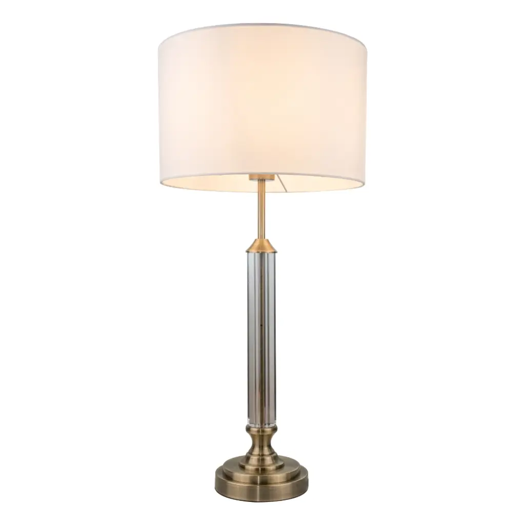 Julie Antique Brass & Crystal Table Lamp C/W Shade