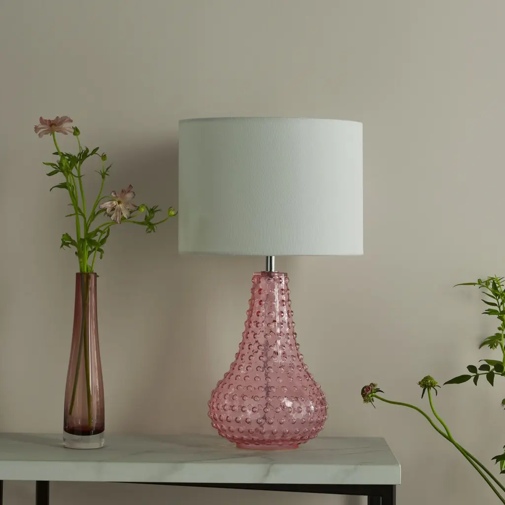 Kristina Pink Glass Table Lamp C/W Shade