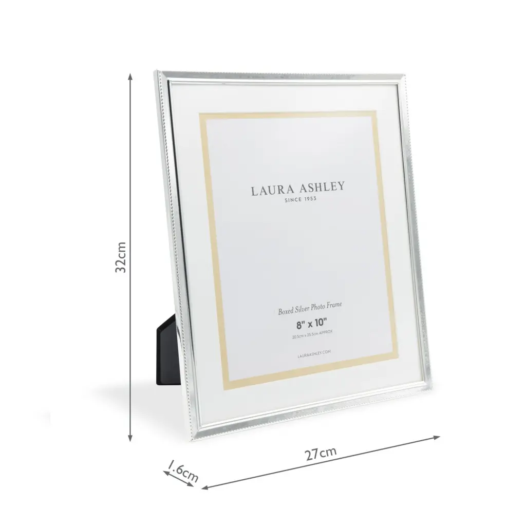 Boxed 8x10 inch Photo Frame Polished Silver