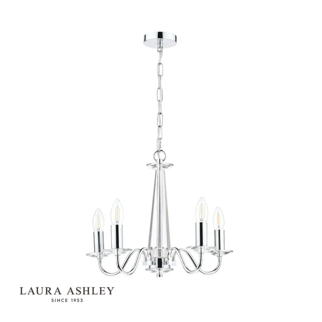 Blake 5 Light Chandelier Cut Glass & Polished Chrome