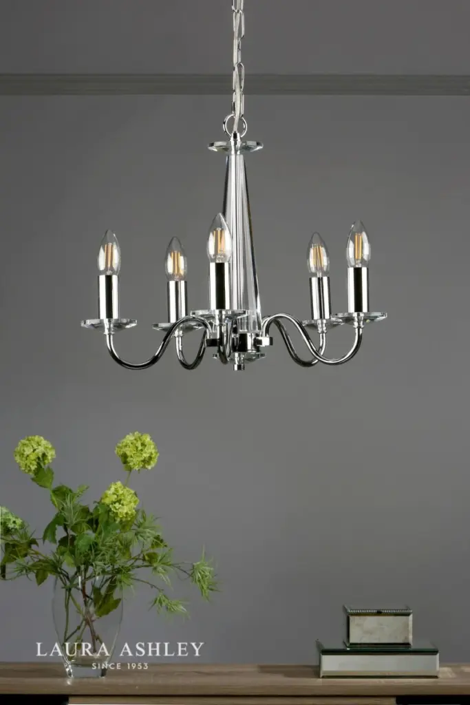 Blake 5 Light Chandelier Cut Glass & Polished Chrome