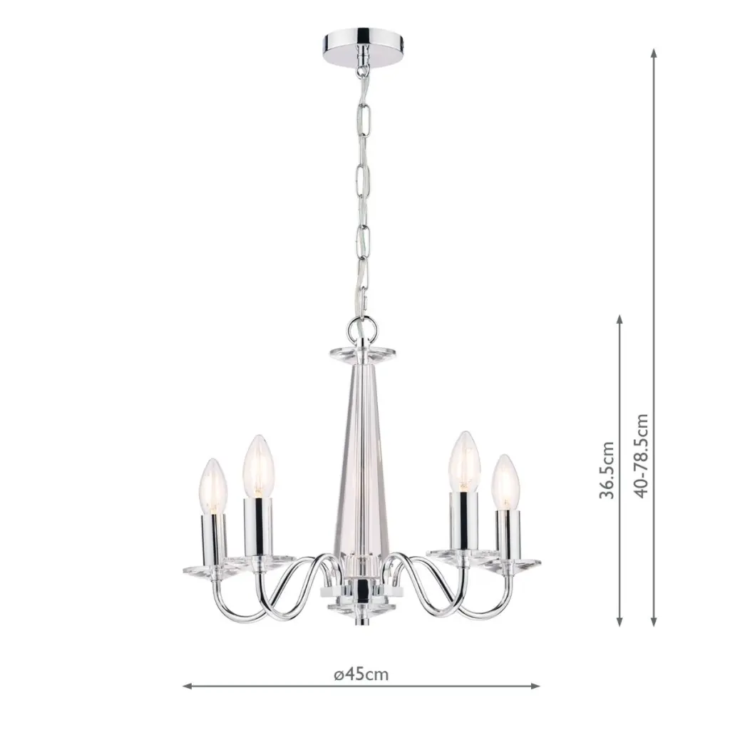 Blake 5 Light Chandelier Cut Glass & Polished Chrome