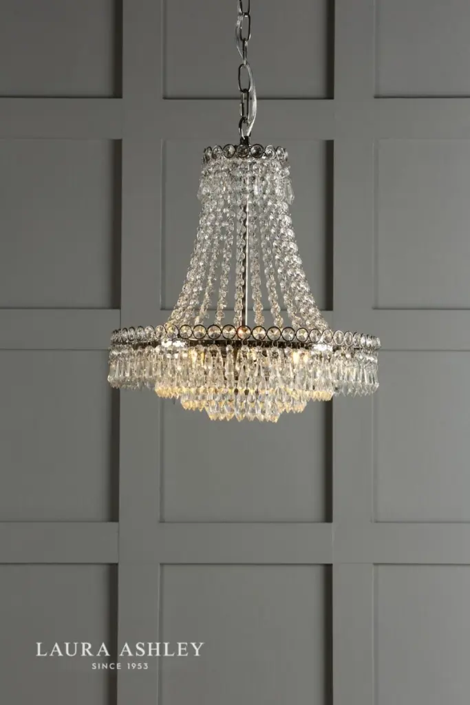 Enid Large 5 Light Chandelier Polished Nickel & Cut Glass