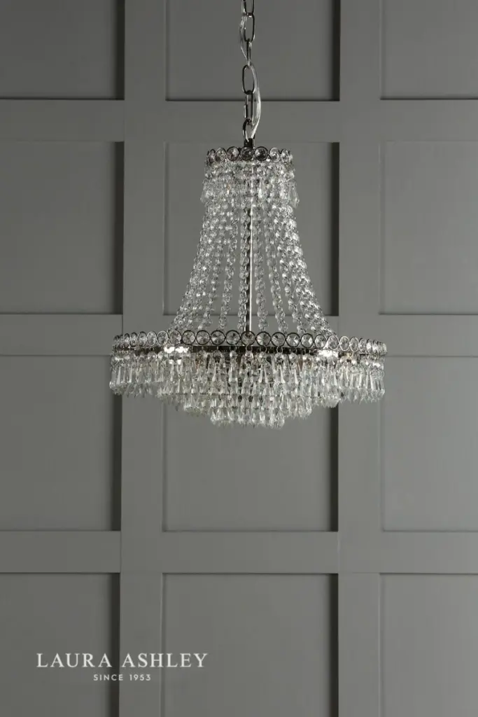 Enid Large 5 Light Chandelier Polished Nickel & Cut Glass