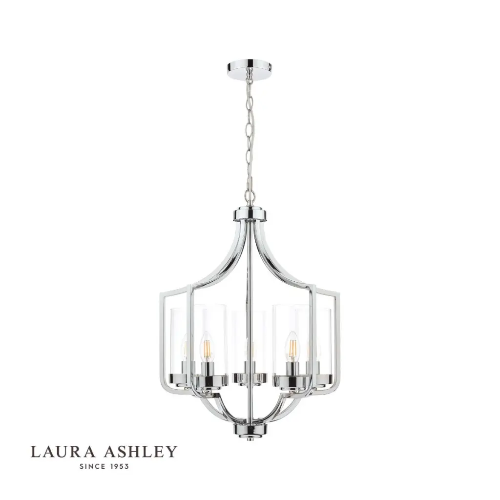 Joseph Polished Chrome & Glass 5 Light Chandelier